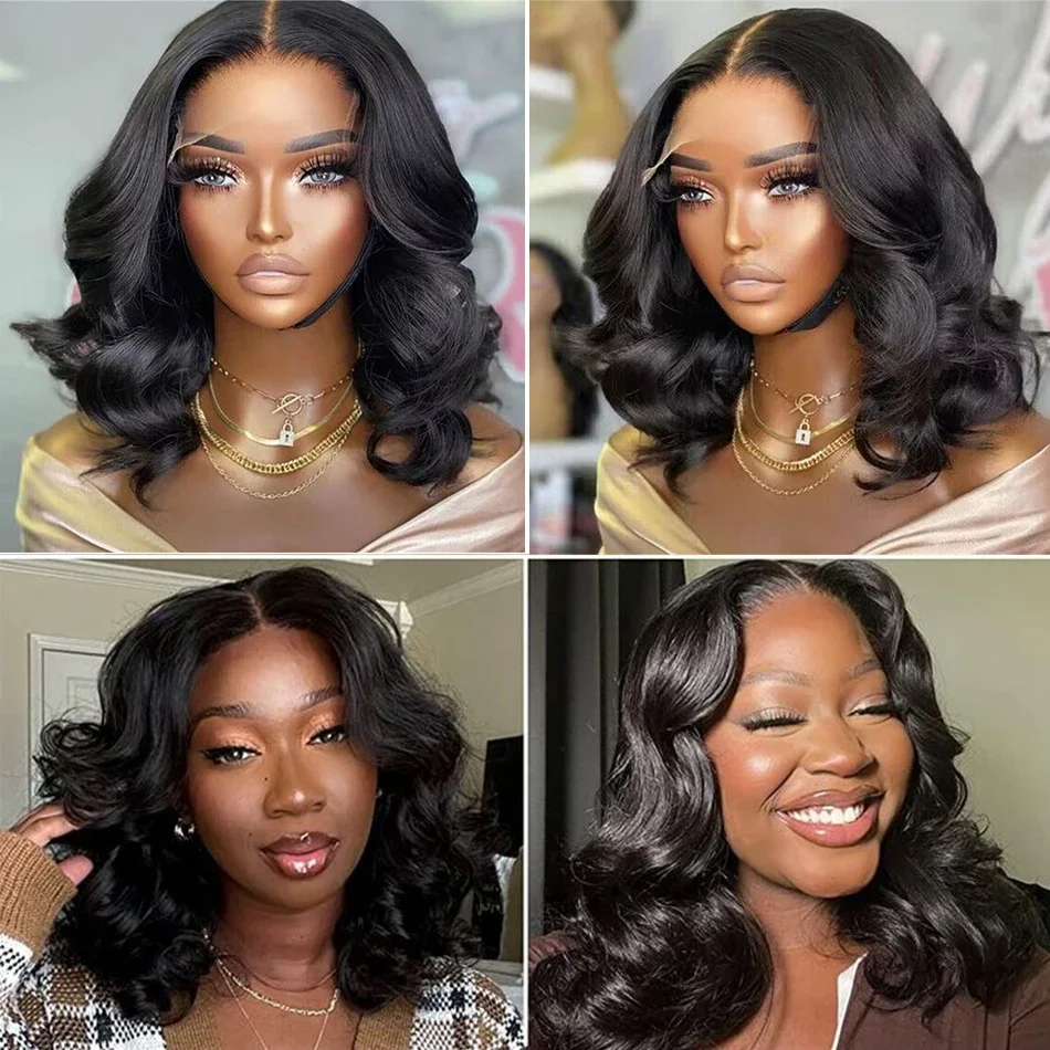 Ombre 4/27 Highlight Body Wave Bob Wig Lace Front Human Hair Wig_voghion.com