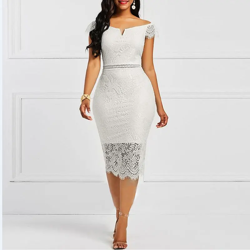 2022 Sexy Lace Dress Short Sleeve Women 