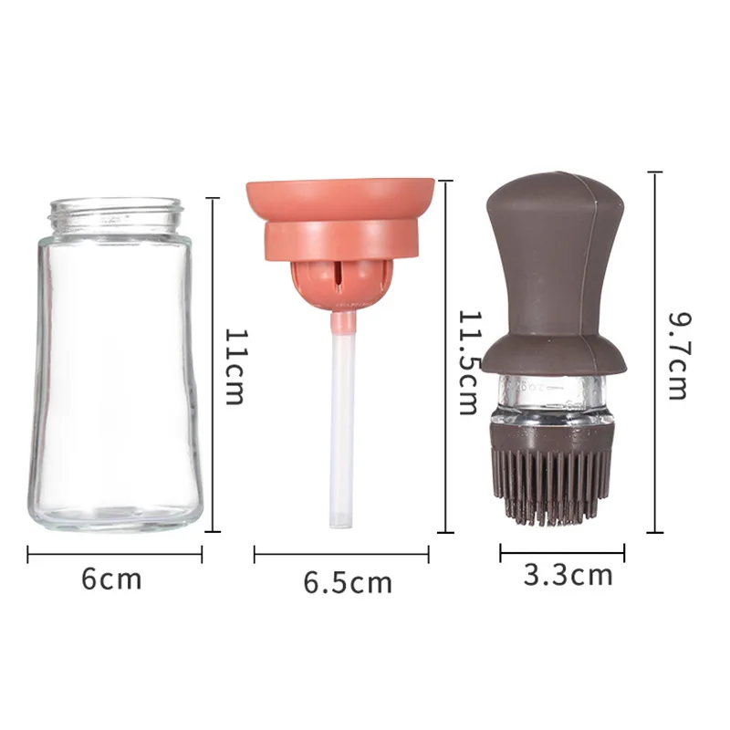 2pcs Glass Olive Oil Bottle With Brush For Kitchen 2 In 1 Silicone Dropper  Measuring Oil Dispenser Bottle Kitchen Cooking Baking BBQ Grill Basting