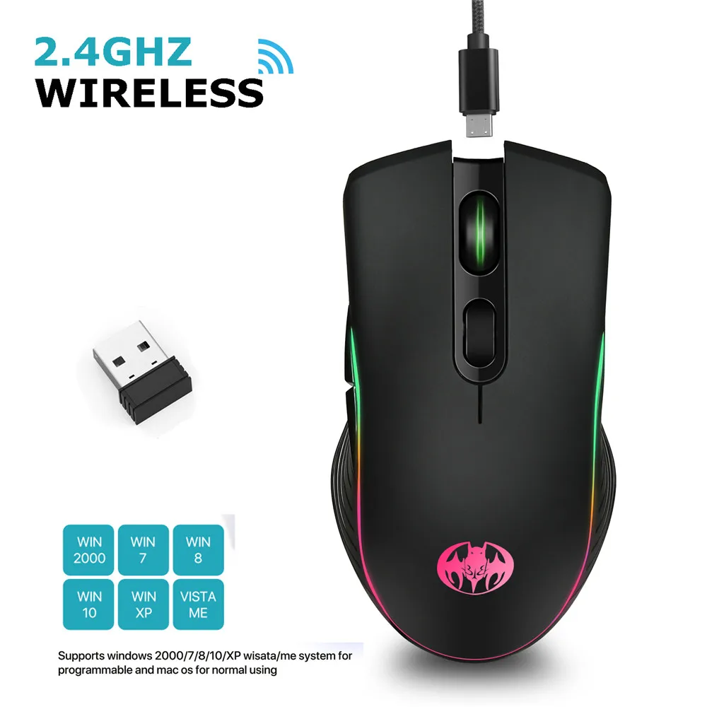 RGB Back Light Rechargeable Optical Mice Gamer Maus Wireless Gaming Mouse
