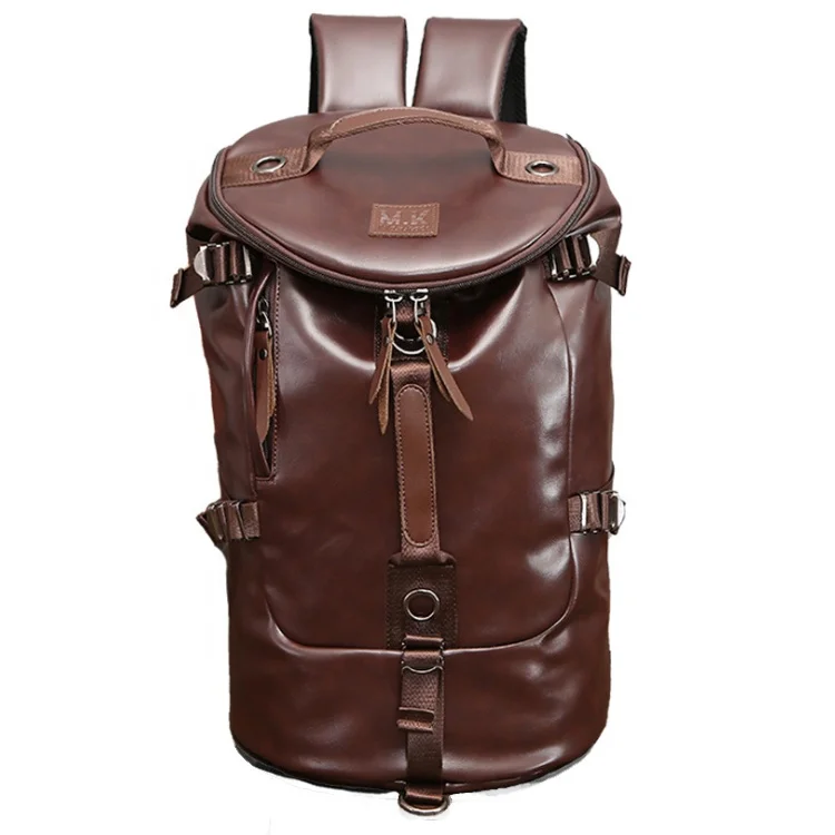 Wholesale Multi Function Round Waterproof Luxury Travel Men Gym Backpack  Leather Duffle Bag
