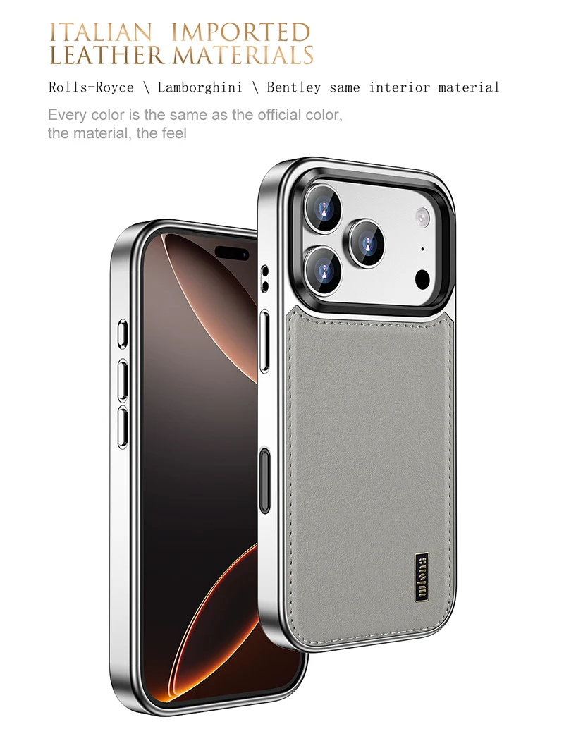 product premium skin feel soft pu leather magnetic phone csse for iphone 17 air pro max with camera lens foldable bracket holder-4