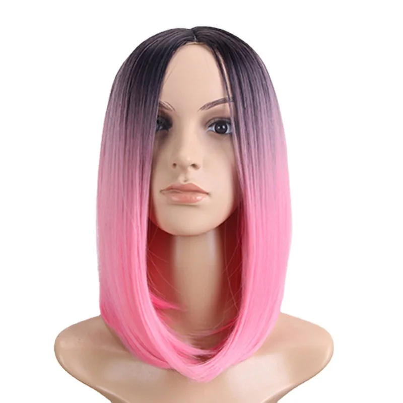 Мятно-зеленый короткий прямой синтетический парик средней части парик Боб термостойкие косплей для вечеринки красочные парики для женщин