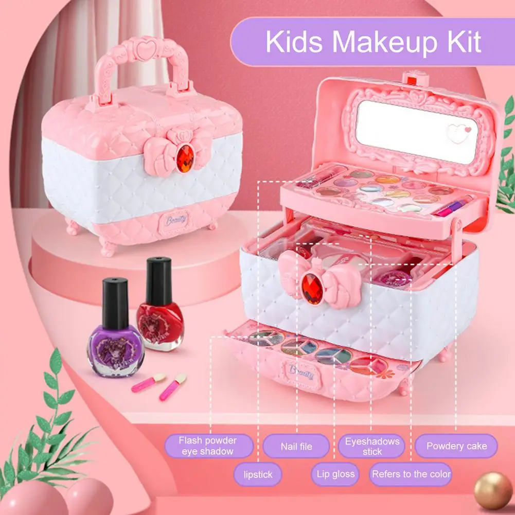 Kid Cosmetic Toys,Simulation Girl Handbag Pretend Play Girl Makeup Set