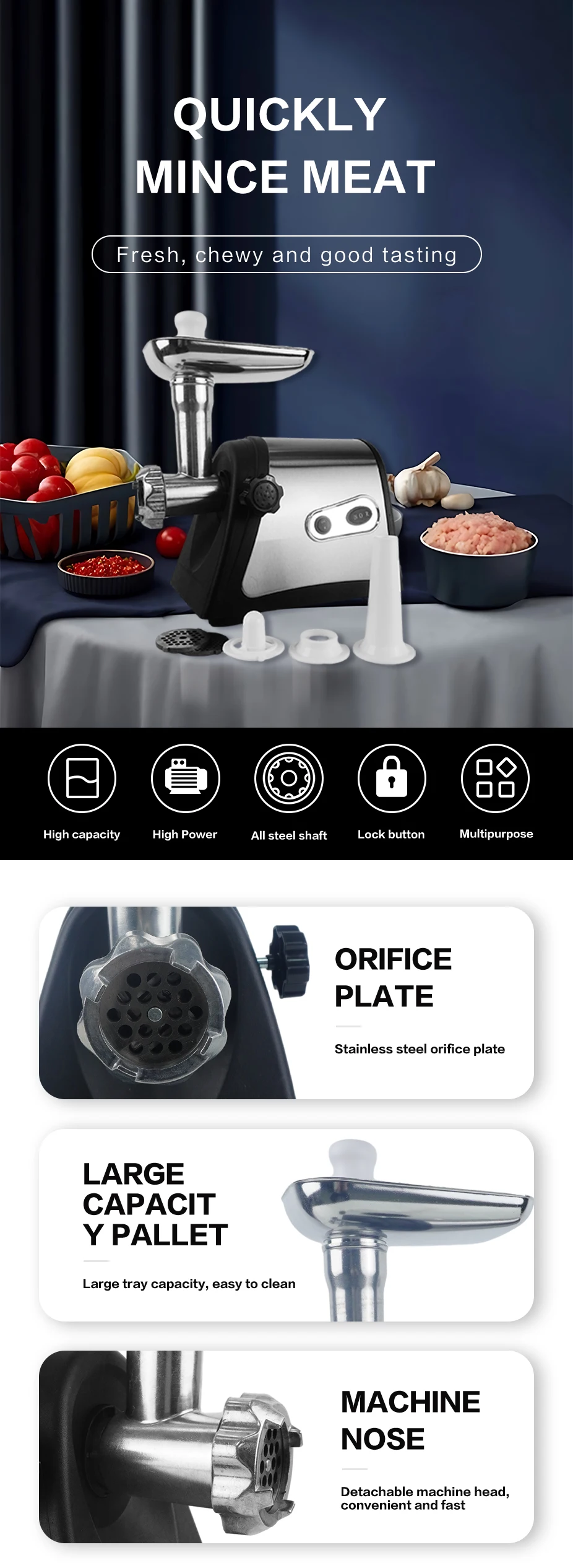 Multifunctional 140w Commercial Meat Machine High Quality 7625 Copper