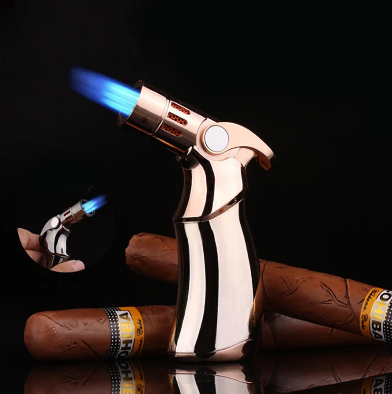 Torch with Custom Logo for BBQ Cigar Butane Metal Lighter Refillable Lighter Smoker Torch Cigar Lighter General-purpose Gun
