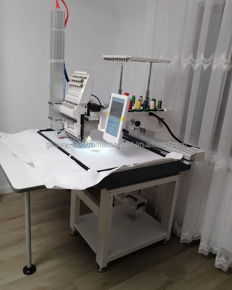 GALAXY HIGH SPEED 12 15 NEEDLE  SINGLE HEAD FLAT LASER CUTTING APPLIQUE  EMBROIDERY MACHINE LOGO PATCHES FABRICS LACES CLOTHES