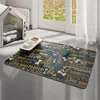 Double-sided leather pet mat - bone letter brown