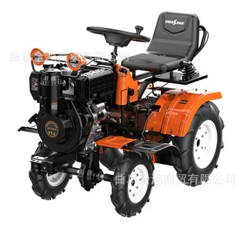 New 7hp Air-Cooled Diesel Tractor Multifunctional Dual-Purpose Trenching Loosening Rotary Tillage Machine 15hp Power Gearbox