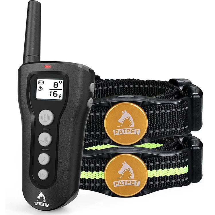 PATPET 2 in 1 Beep Vibration Shock Collar Waterproof 1000Ft Remote Range Dog Training Collar With Remote for 2 Dogs