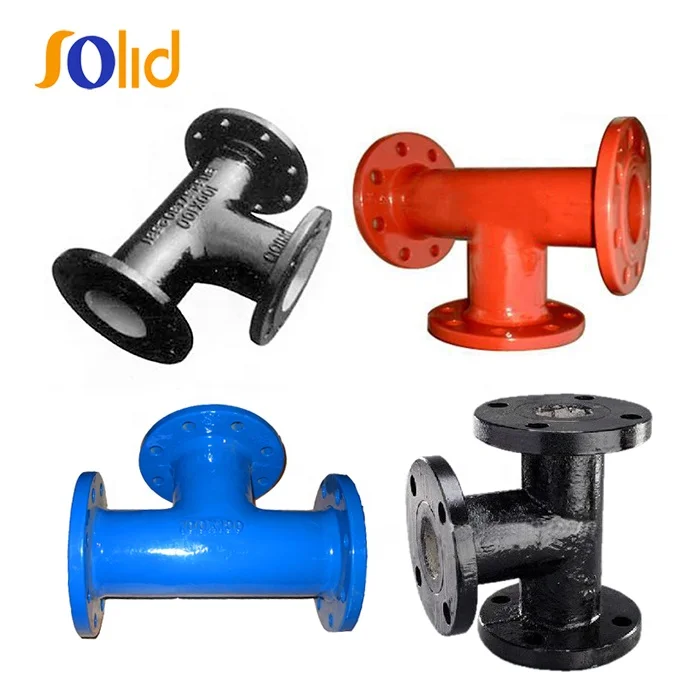 EN545,598 Ductile Iron Pipe Fitting FBE coated DCI all flanged tee pipe fitting