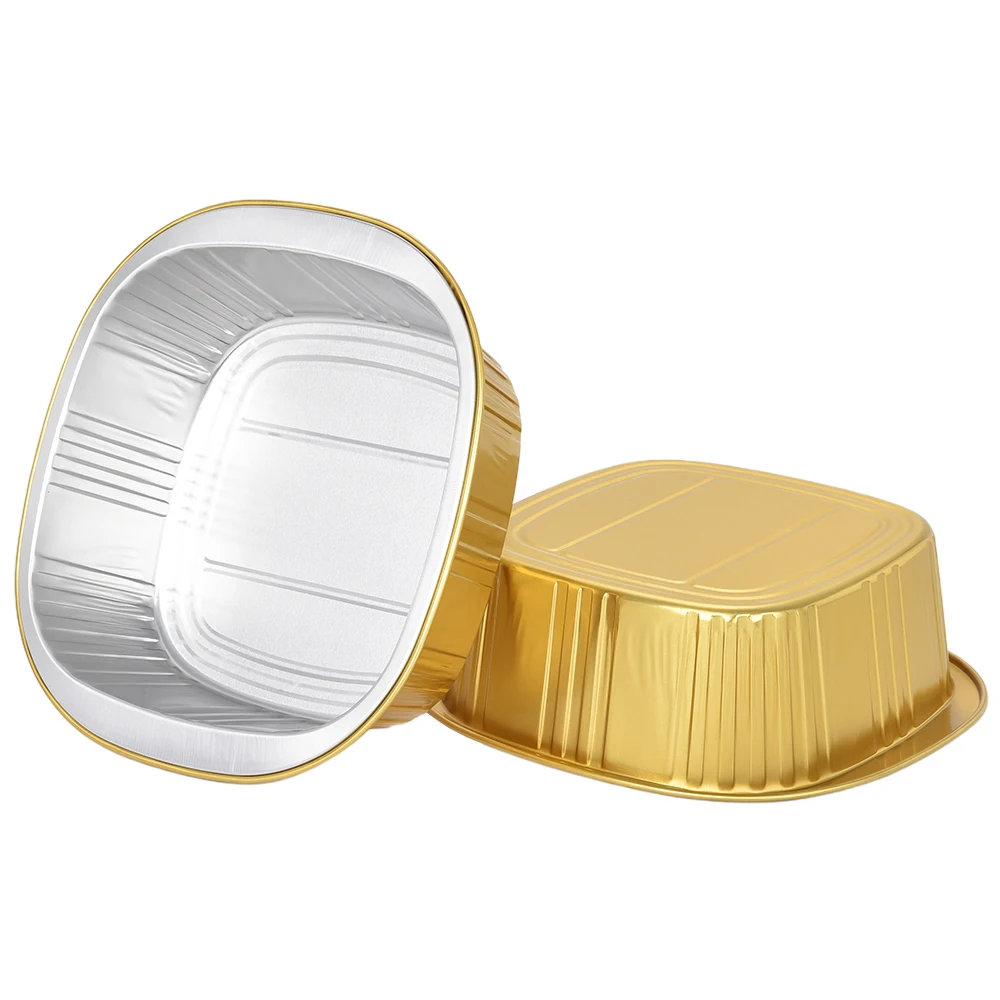 TIA X650 650ML 22oz Disposable Golden Food Packaging Smooth Wrinkle Free Aluminum Foil Container Non Creased Food Tray