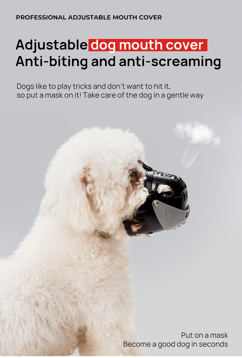 Dog Muzzle Hollowed-up Breathable Dog Mouth Cage Soft Mouth Bite Prevention Bite Prevention Barking Device details