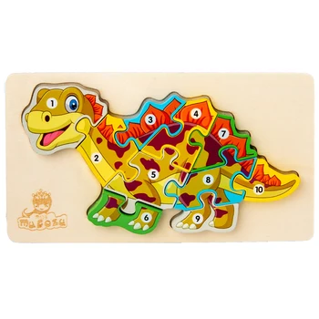 New children dinosaur digital letters three-dimensional puzzle blocks 3D early education puzzle wooden toys