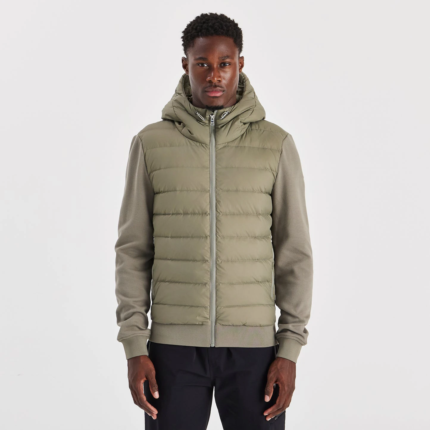 TN Customize  90%Down 10%Feather Men Slim Fit Jacket With Padded Funnel Neckline  Hybrid Technical Puffer Jacket for Men