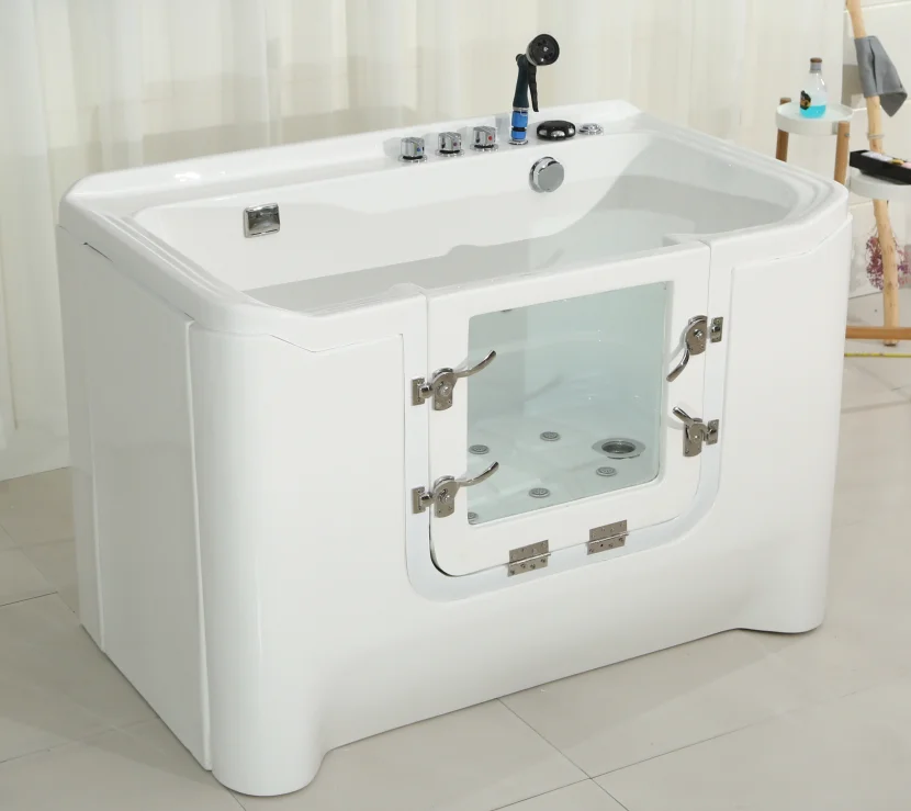 Modern Design Freestanding Acrylic Baby Spa Bathing Station Whirlpool Massage Tub with Armrest and Drainer