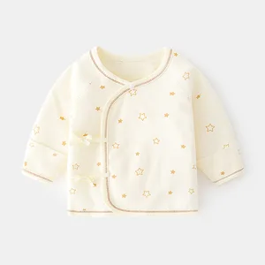 New Baby Clothes Side Snap Boneless Pure Cotton Pajamas Top Tees Baby Shirt