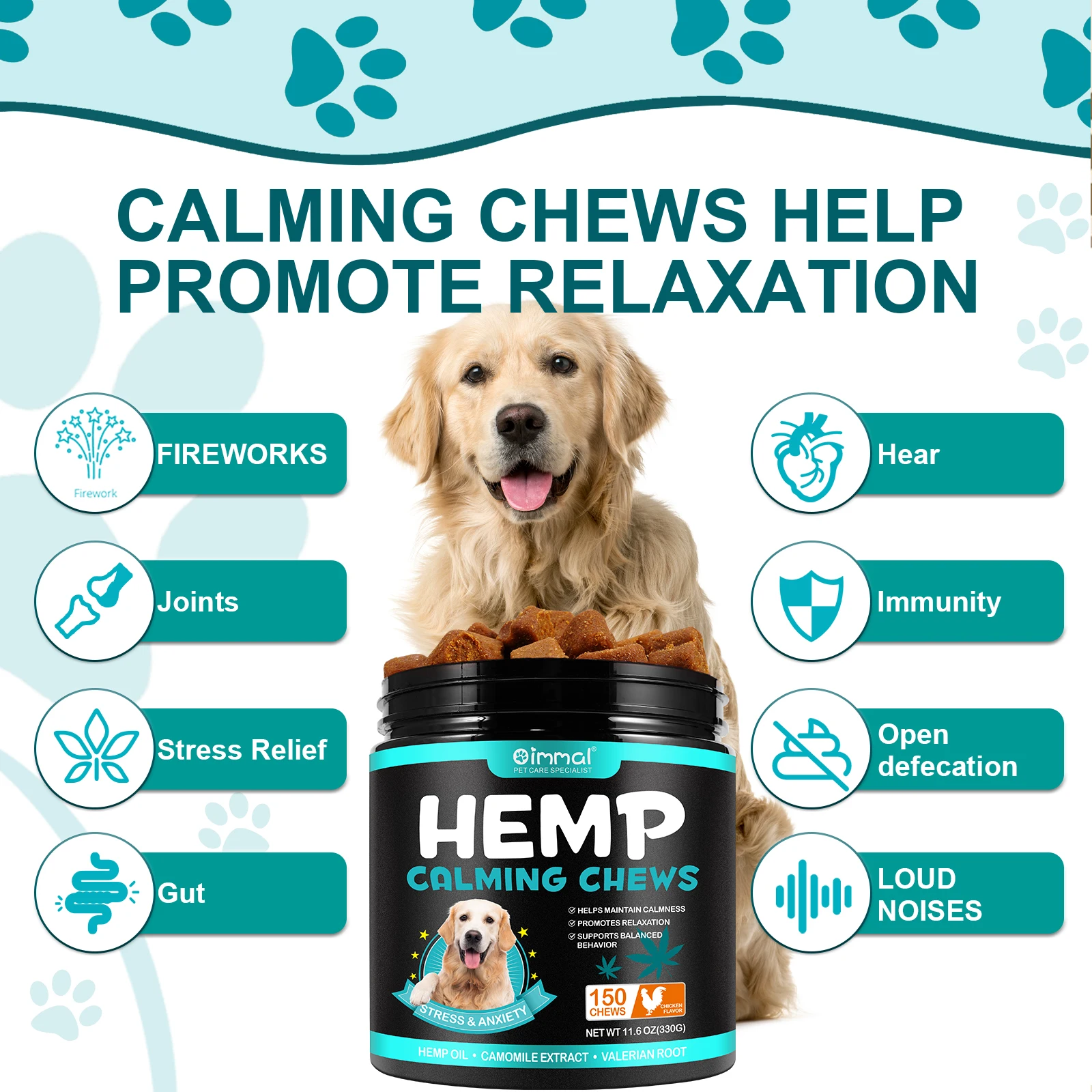 Oimmai Private Label Pet Food Snacks Dog Calming Chews 150 Soft Chews