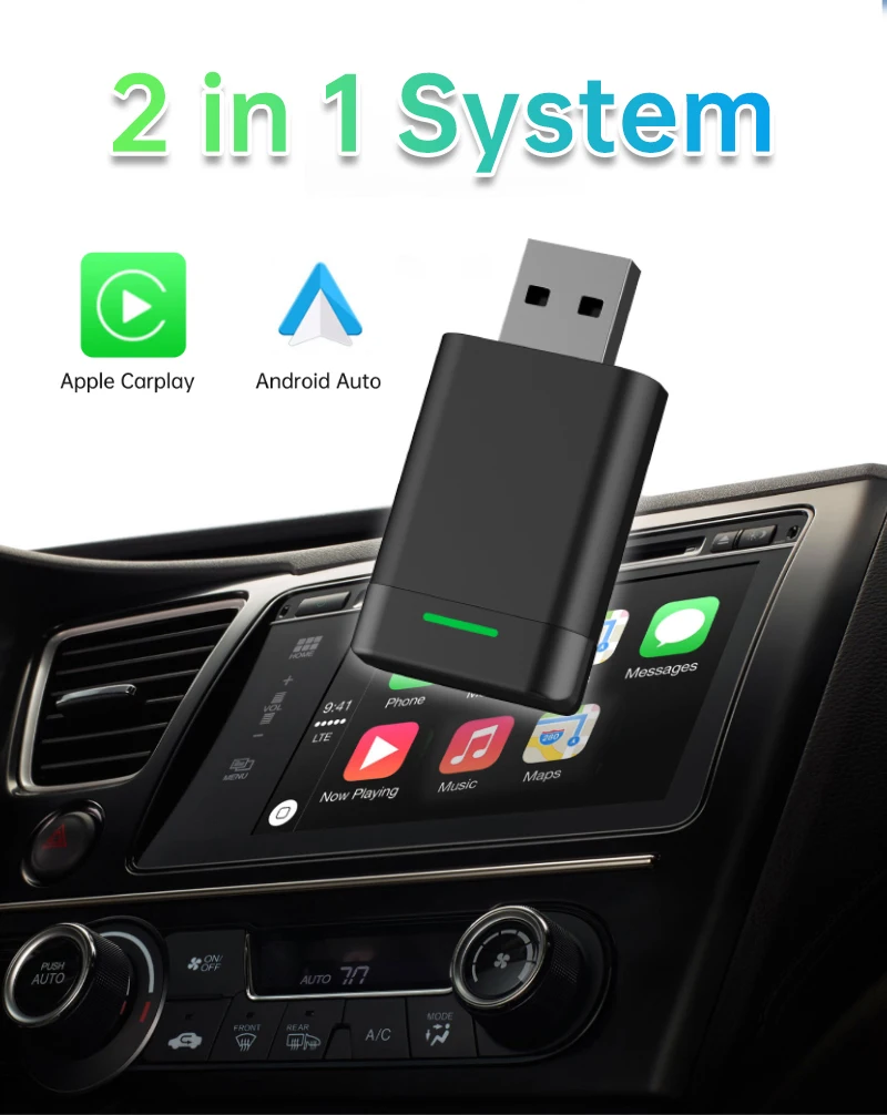 98% Wired Adapter Wireless CarPlay Android Auto Easy to Use Connected ...