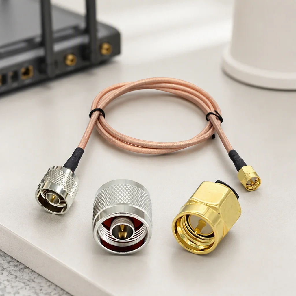 RG142 N Male to SMA Male Low Loss Coaxial Jumper Cable 1m for 4G 5G Antenna Radio Feed Line