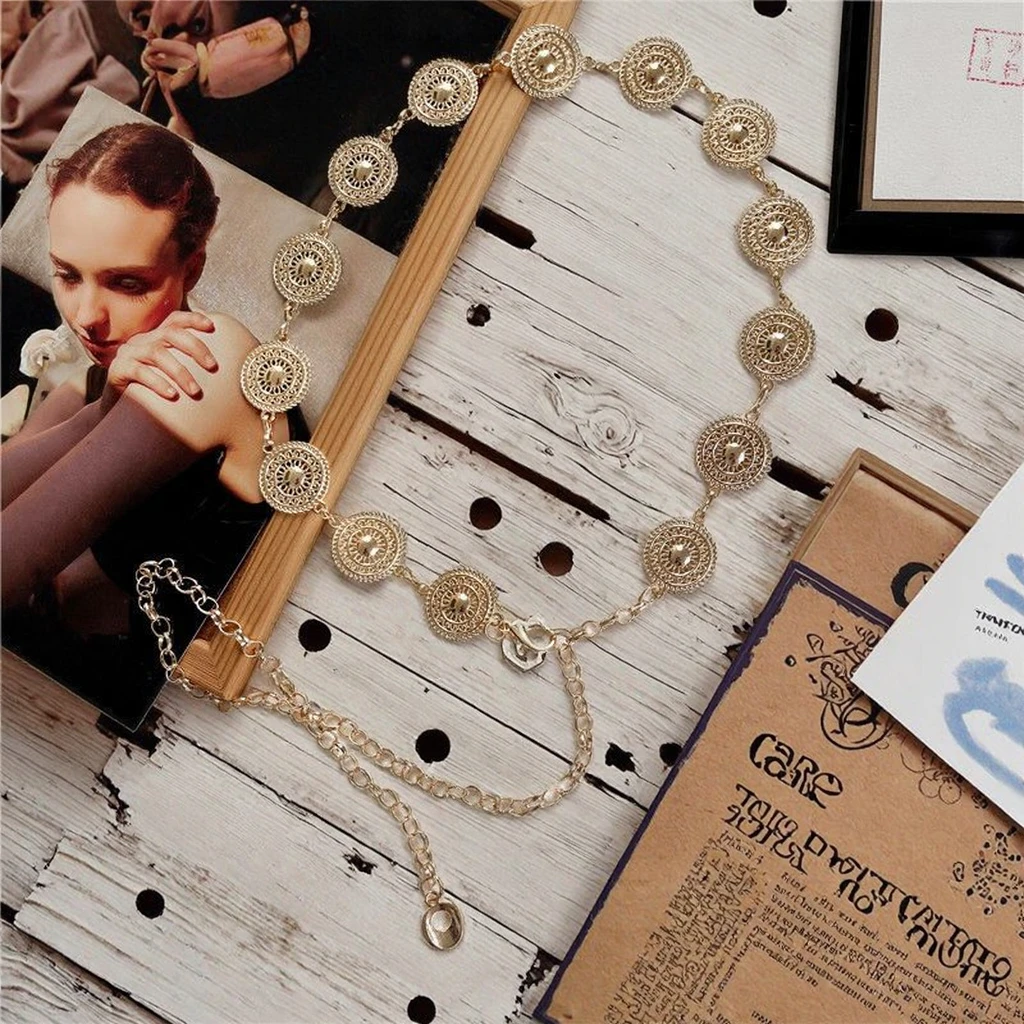 Navajo Vintage 90s Southwestern Gold Filigree Concho Chain