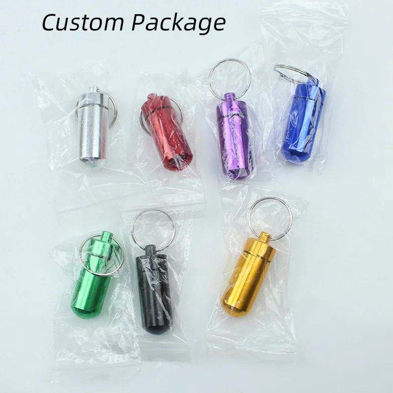 Брелок для таблеток алюминиевый контейнер металлическая коробка органайзер лекарств брелок держатель чехол бутылки с