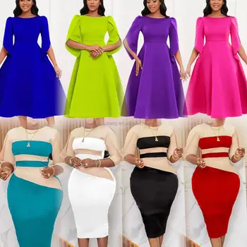 2024 high-quality plus-size women's new fashion color matching buttock dress