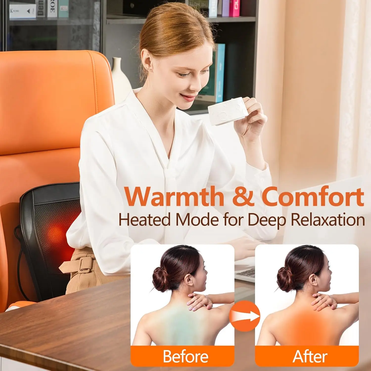 Phenitech Massager for Neck and Back 3D Kneading Massage Pillow for Body Pain Relief Stress Relax at Home Office