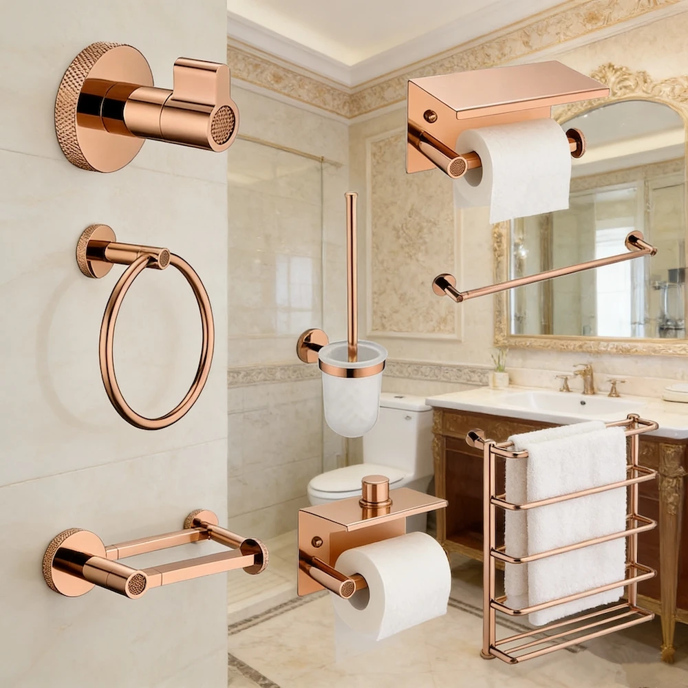 Yüksek Kaliteli Modern Sekiz Parçadan Fazla Banyo Aksesuar Seti Bronz Renkli Metal Malzemeden| Alibaba.com