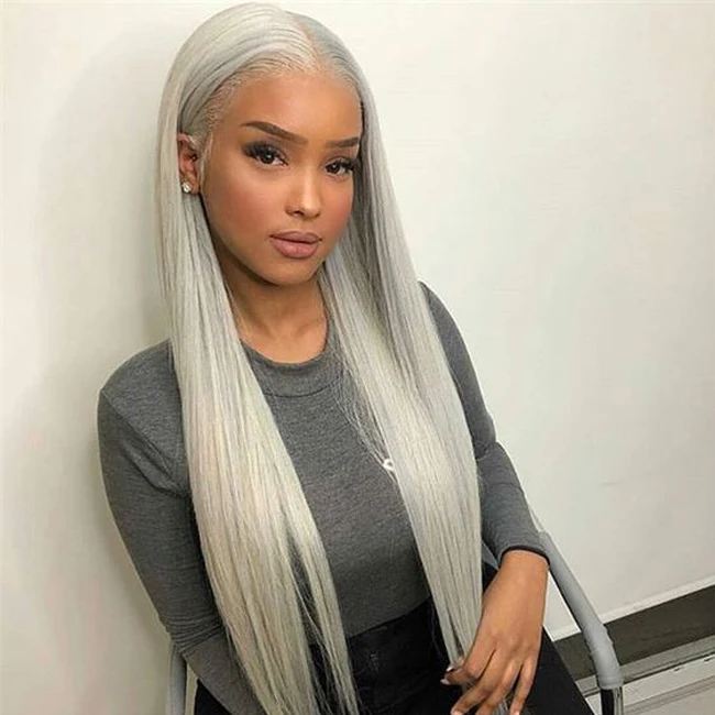 Grey straight wig sale