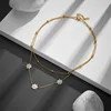 A704 golden white shell double layer necklace