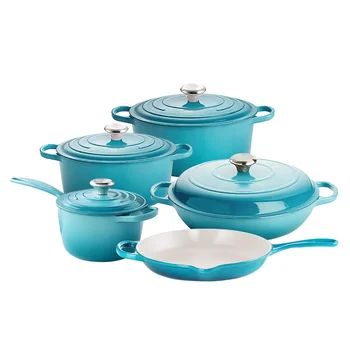 Cookercool Low MOQ OEM cast iron cookware sets POD enamel pots and pans set