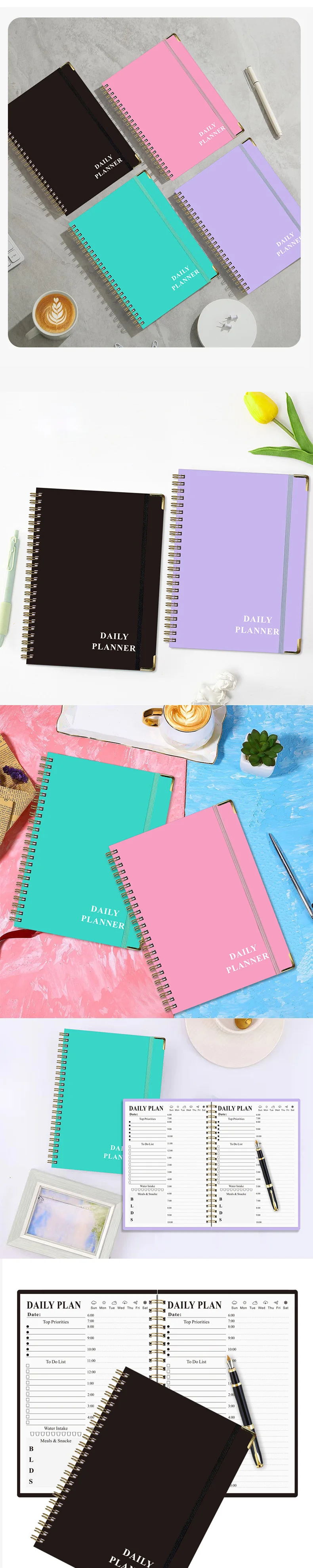 Customizable logo spiral notebook printing a5 diary notebook promotion gift custom leather cover journal coil notebook