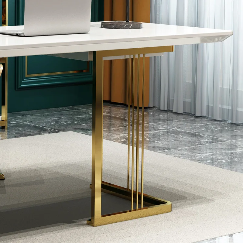 Modern Marble Top Gold Steel Base Office Desk Custom OEM