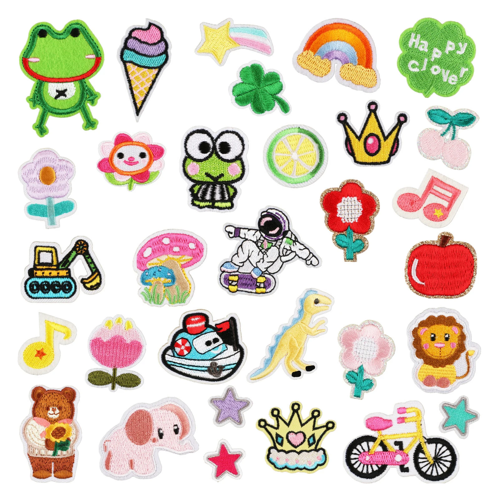 Cute Animal Plant Embroidery Glitter Felt Twill Iron On Patch For