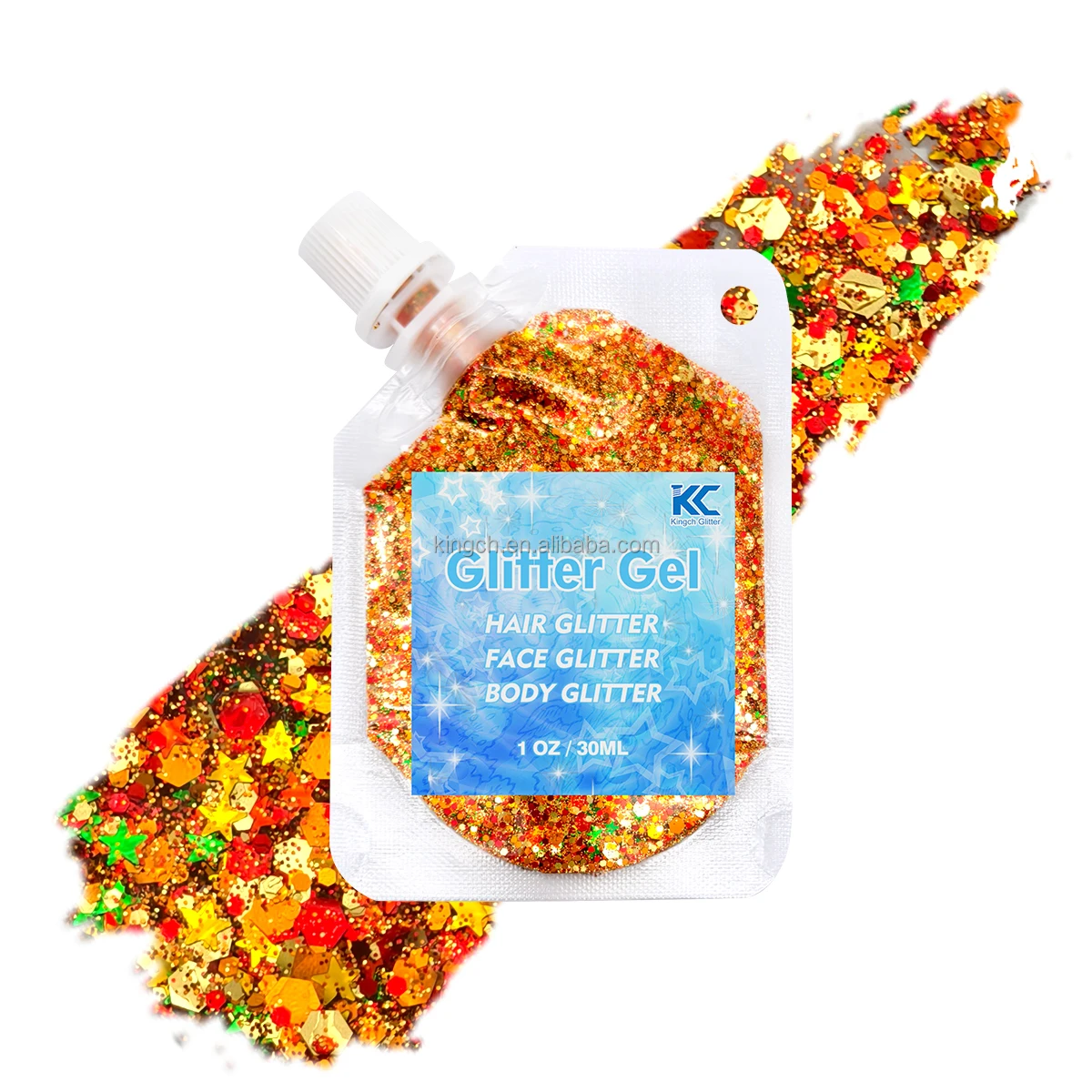 product us warehouses christmas hair glitter gel for childrens and womens body sequins with snowflakes and stars random free eye gem-4