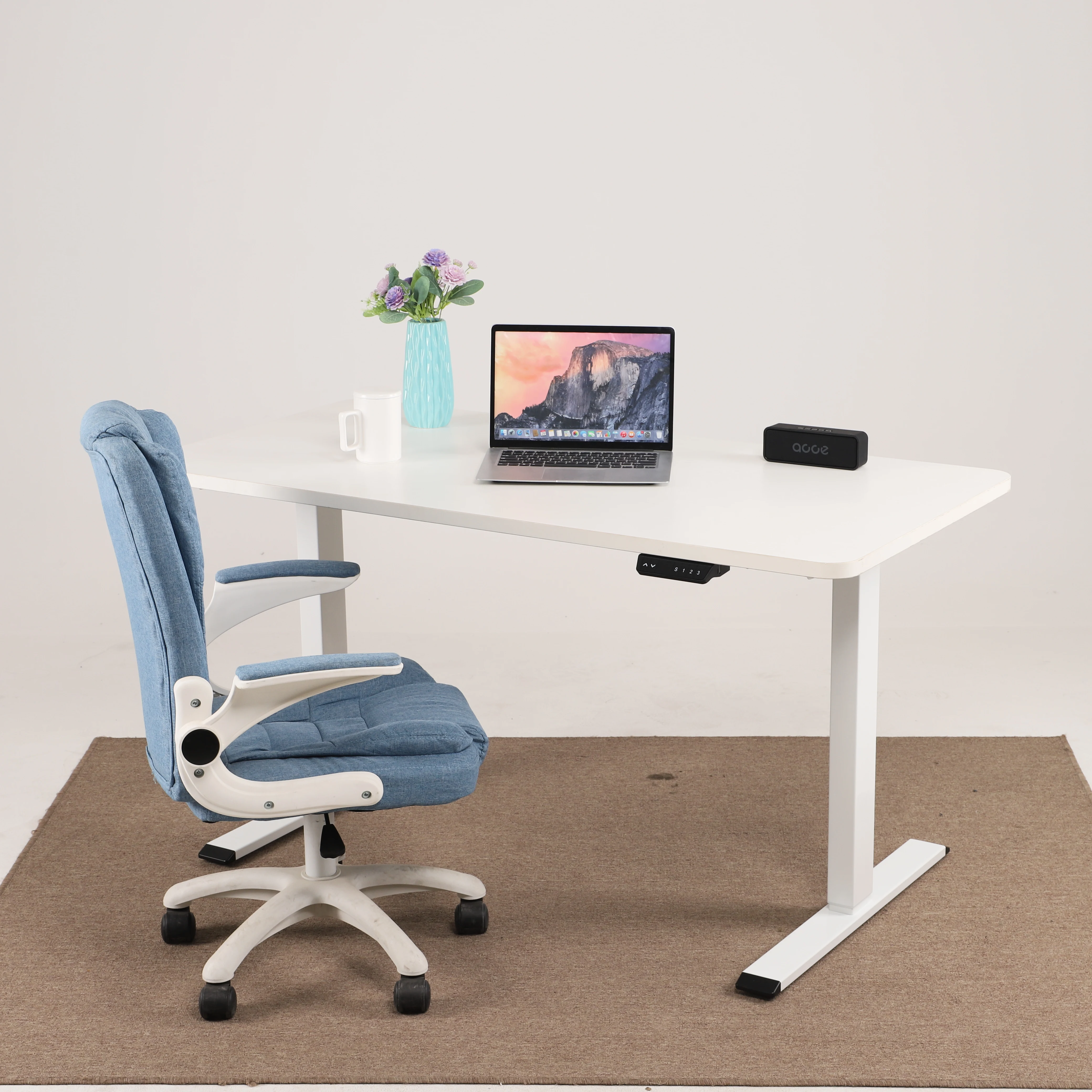 Happyland LDE2JRF2A Height Adjustable Office Standing Desk Frame for Home Office Use