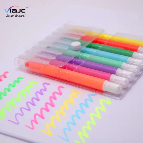 8pcs Assorted Color Gel Highlighter Pens No Bleed Through No Smear