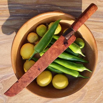 Wood Handles & Sheaths For Kitchen Knives With Custom Logo - AMBOYNA Type