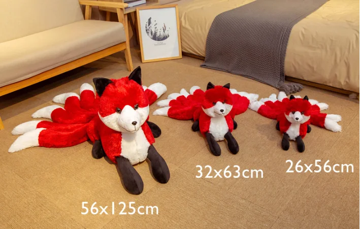 Red Fox - Peluche de zorro de nueve colas, muñeca de animal realista,  almohada suave para abrazar, muñeca de zorro blanco de nueve colas de 10.24  x