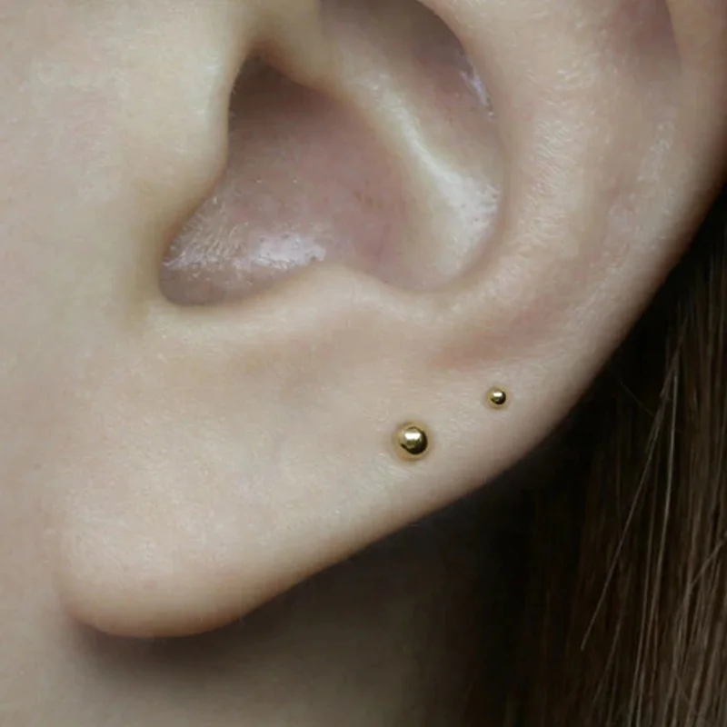 24k solid gold - labret style body piercing stud - handmade sold -