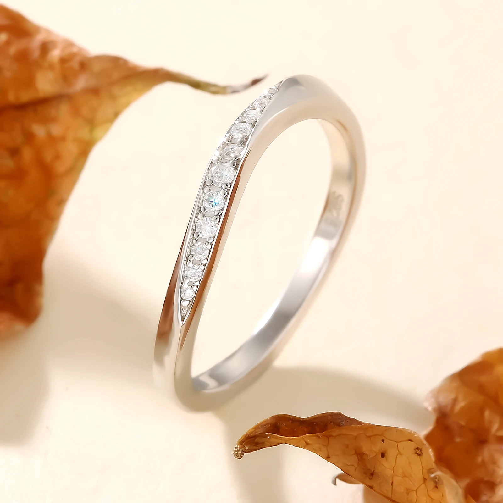 Newest Mossanite Wedding Band Women 925 Sterling Silver D Color VVS Lab Created Thin Real Moissanite Anniversary Engagement Ring