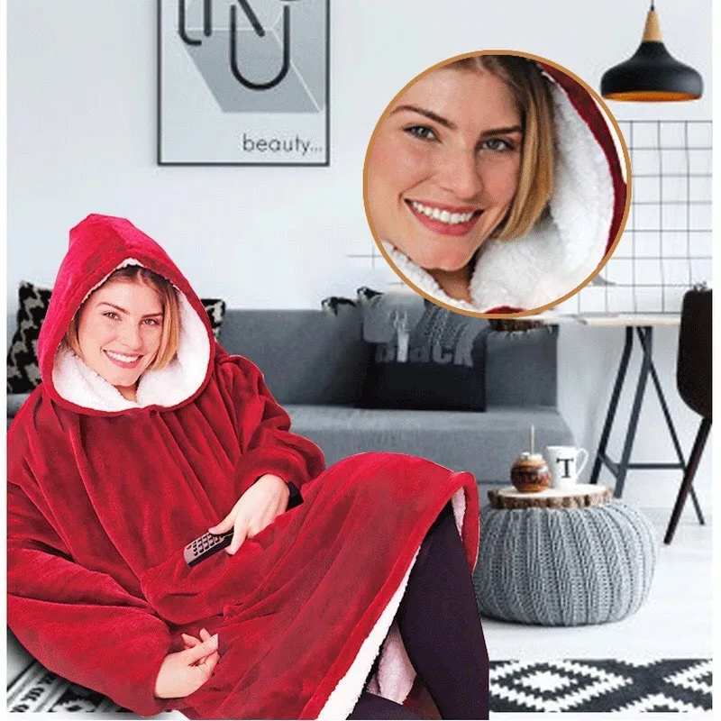 Wholesale Custom Adult Winter Hooded Blanket Wearable Oversized Hoodie Blanket Buy Blanket