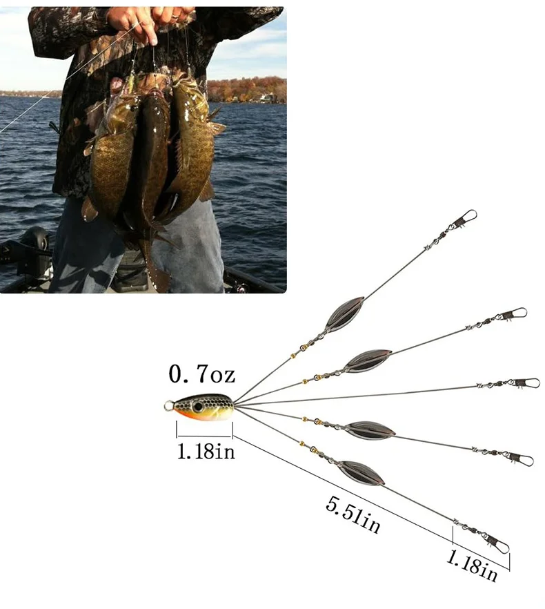 5 Arms Umbrella Rig Fishing Ultralight Tripod Bass Lures Bait ...