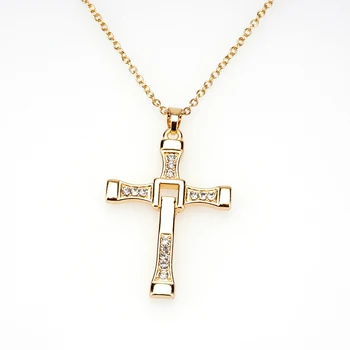 Factory Wholesale Simple Design Religious Jewelry Gold Plated Cross Chain Necklace