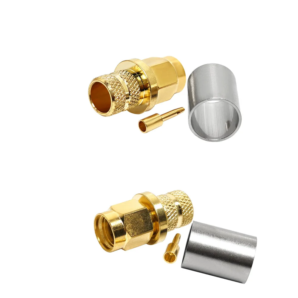 Factory Supply Wholesale RP Reverse Polarity SMA Male Plug for LMR300 5D-FB RF Coax Coaxial Connector in Stock