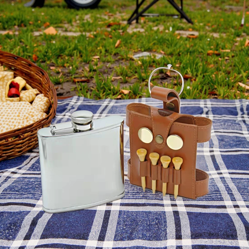 ポータブルヒップフラスコフラゴンカバー革ウィスキーワインポット