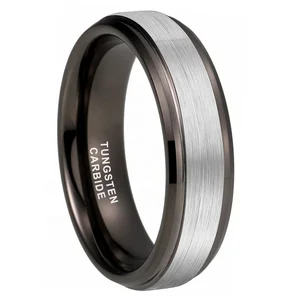 Coolstyle Jewelry 6mm Wholesale Two Tone Gunmetal Tungsten Finger Ring Women Men Dropshipping Fashion Engagement Wedding Band