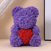 Purple heart rose bear