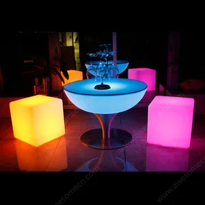 Factory LED Bar Furniture Table Light-Up Round Lounging Table for Indoor & Outdoor Events Parties Hotels & Gardens Made Plastic